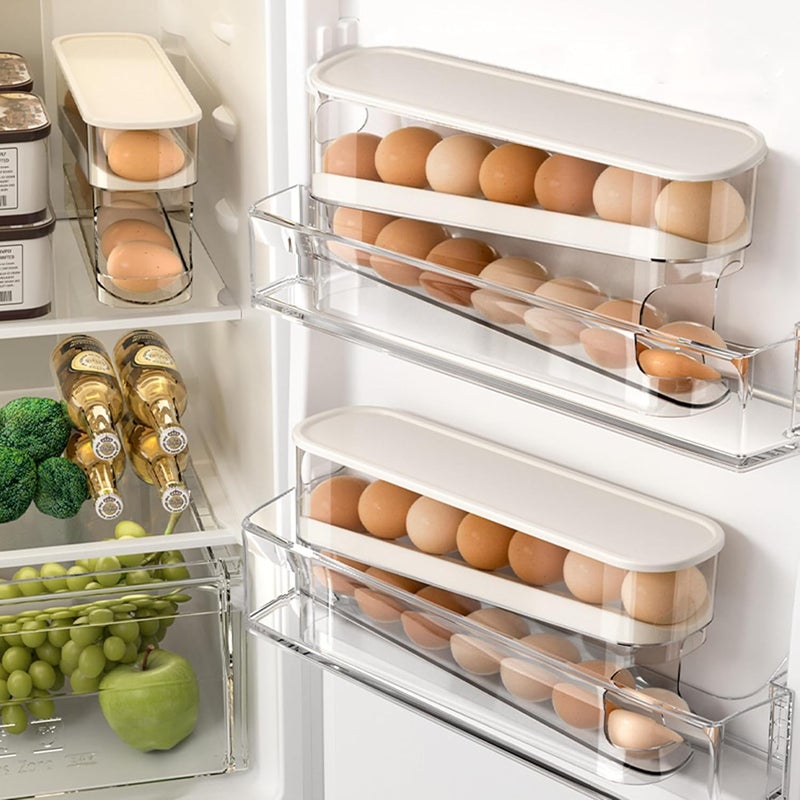 Sipobuy Auto Rolling Egg Holder for Fridge, Egg Dispenser/Organizer/Storage/Container with Lid for Refrigerator, Sturdy and Durable Space-Saving Egg Tray for 12 Large Eggs - Image 4